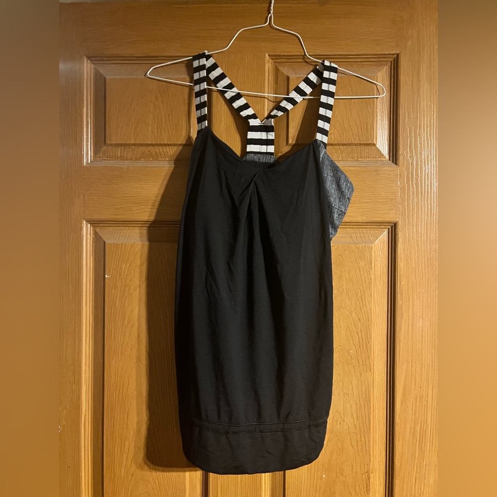 Lululemon sports bra/tank black white striped NWOT